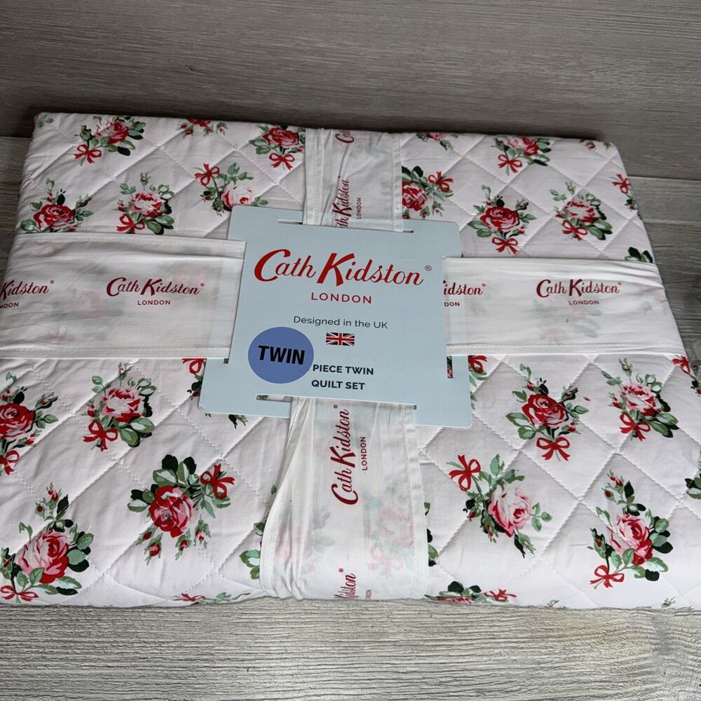 Cath Kidston London 3 Pc Twin Quilt Set - Rose And Bow Pink